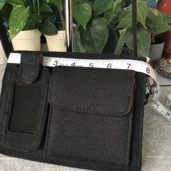 Vintage Canvas Black /White Trim Crossbody Bag with White Trim - Picture 6 of 9